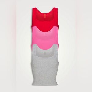 SKIMS Cotton Tank Top 3 Pack - Red, Pink, and Gray